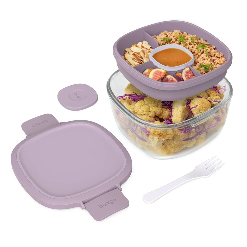 7.6c Glass All-in-One Salad Container Rose