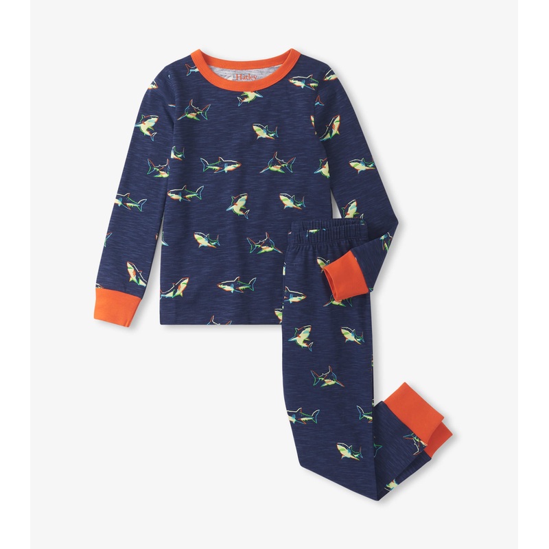 Hatley Glow Sharks Cotton Pajama Set