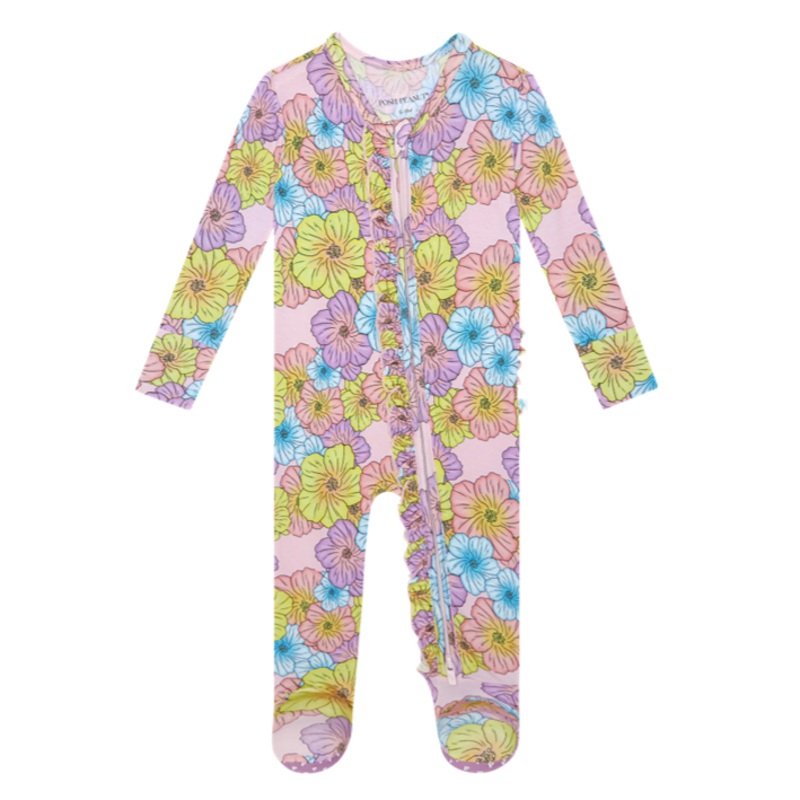 Kourtney Footie Ruffled Zippered One Piece