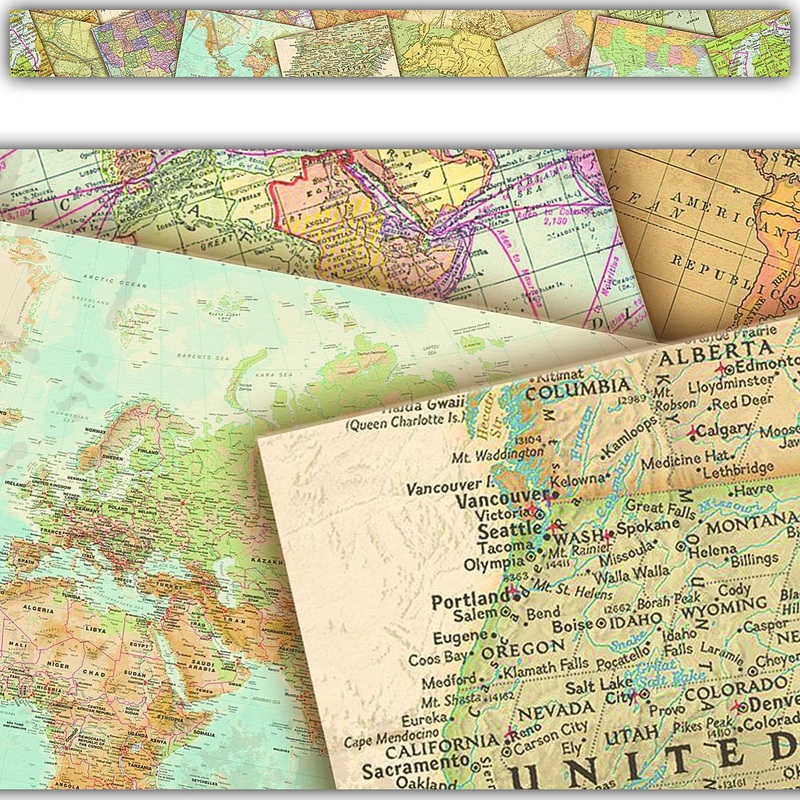Travel the Map Straight Border Trim(C)