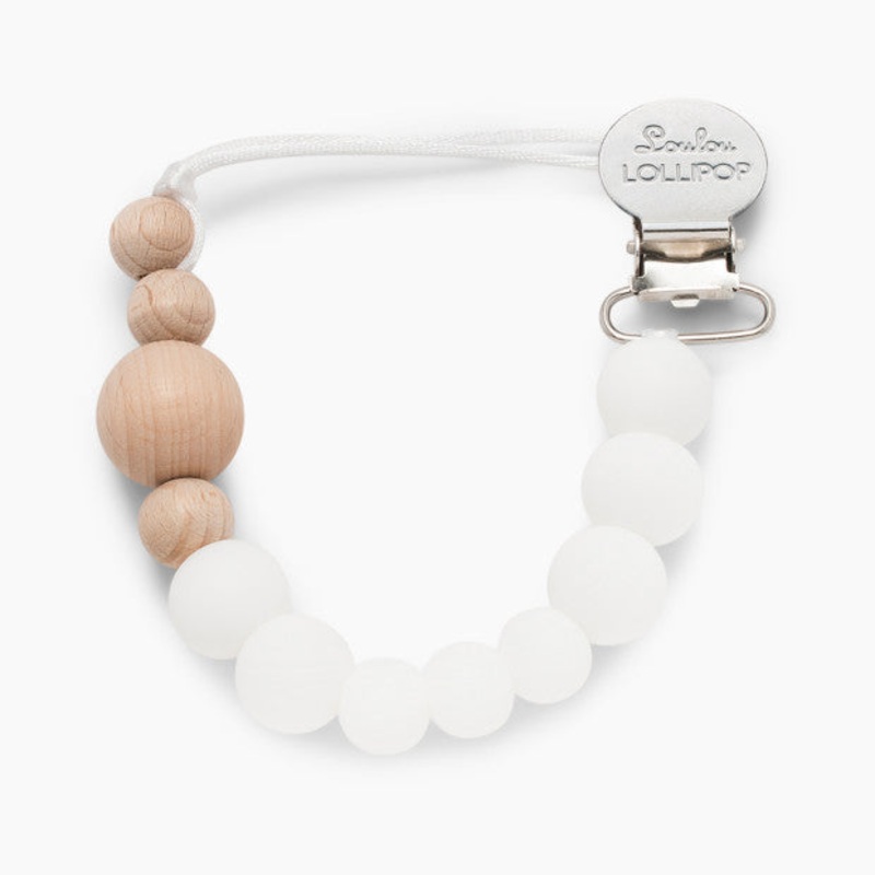LouLou Lollipop Pacifier Clip, Colour Block, Block White