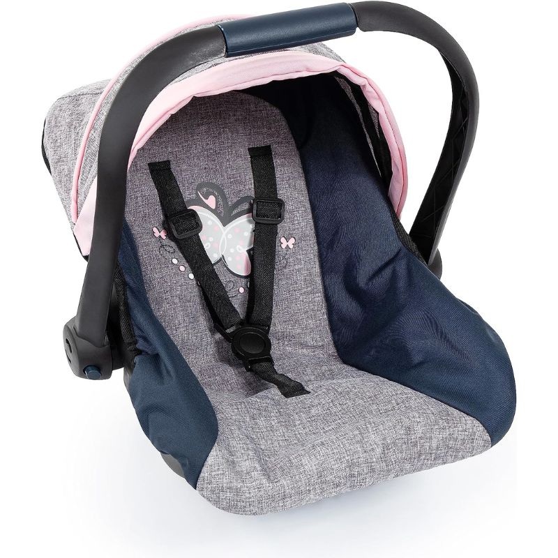 Deluxe Doll’s Car Seat With Canopy – Grey