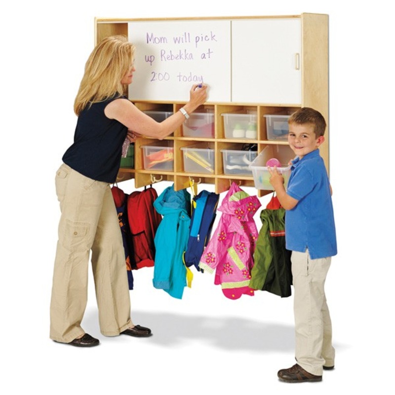 Jonti-Craft 10 Section Wall Mount Coat Locker with Storage with Clear Cubbie-Trays