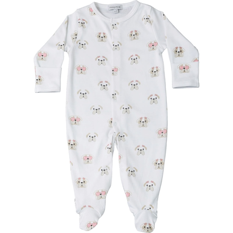 Noomie Snap Footie – Pink Bulldog (6-9M)