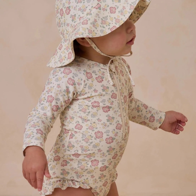 Quincy Mae – Olivia Rash Guard One-Piece – Bloom