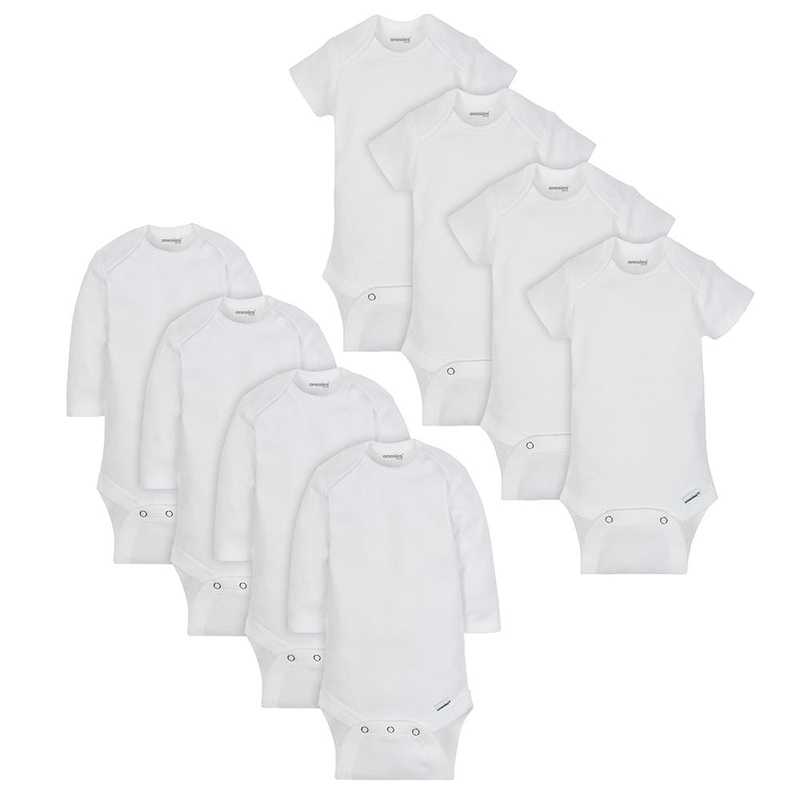8-Pack Baby Neutral White Long and Short Sleeve Onesies Brand Bodysuits