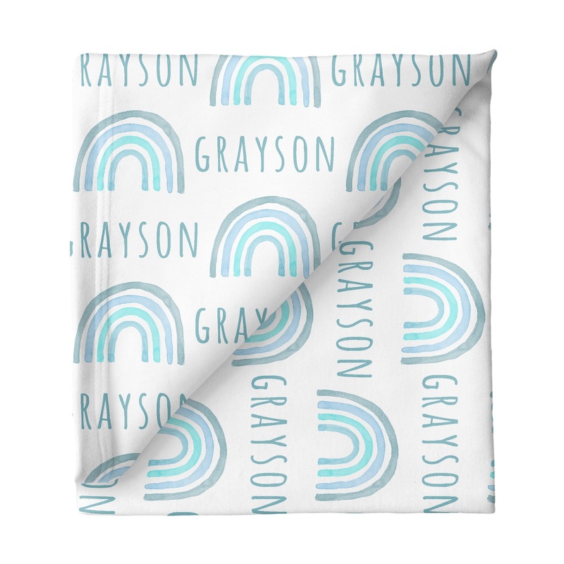 Sugar + Maple Large Stretchy Blanket – Rainbow Blue