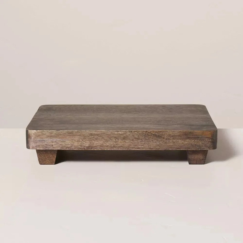 10″x13″ Footed Wood Serving Trivet Pickled Black – Hearth