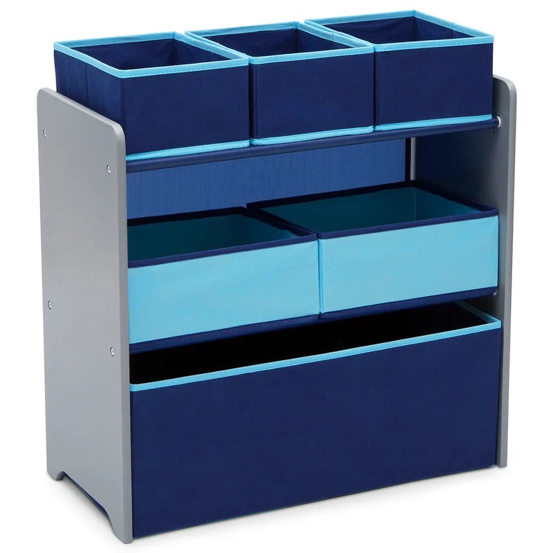 Design and Store 6-Bin Toy Organizer – Grey/Blue