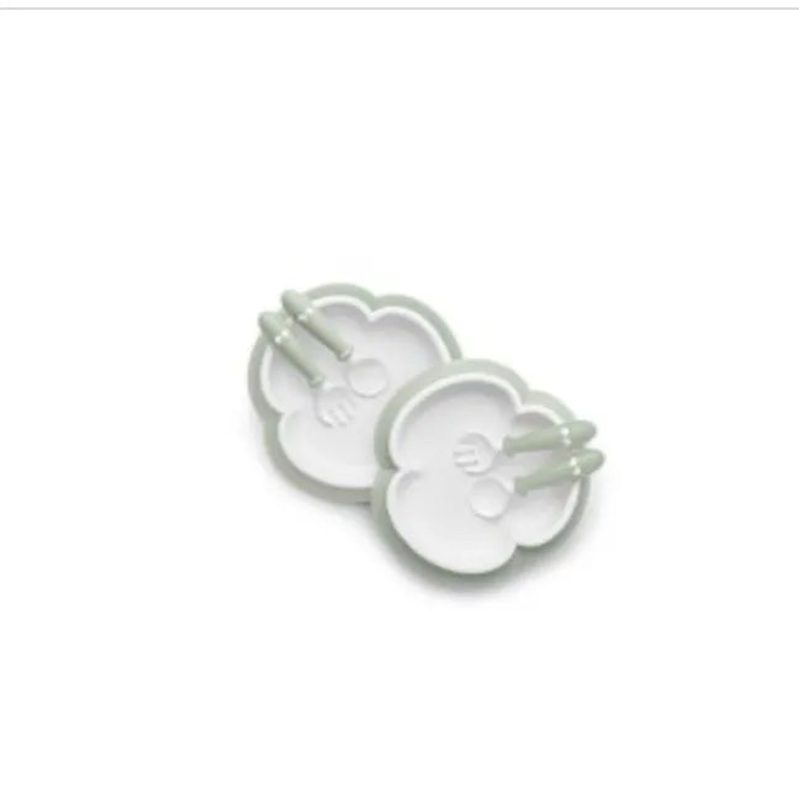 Baby Plate, Spoon and Fork, 2 Sets – Powder Green