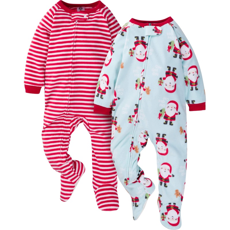 2-Pack Baby & Toddler Neutral Santa Fleece Pajamas
