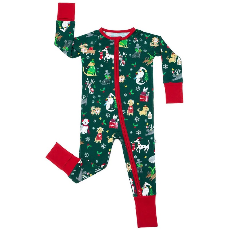 Little Sleepies Bamboo Viscose Zippy – Holiday Hounds, 0 – 3 months