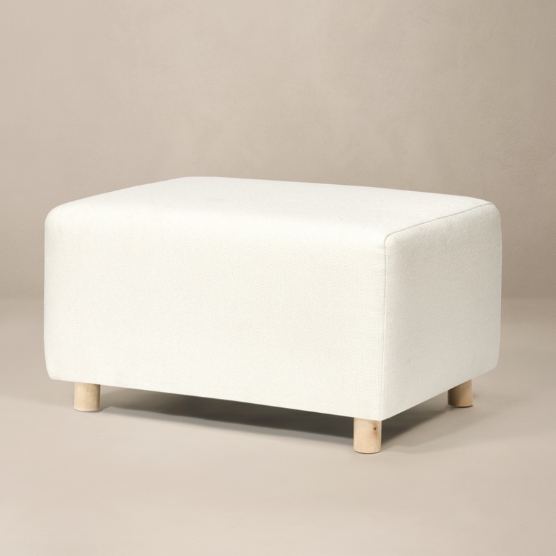 Oilo Ollie Ottoman: Large Stationary Rectangle Ottoman With Wood Legs