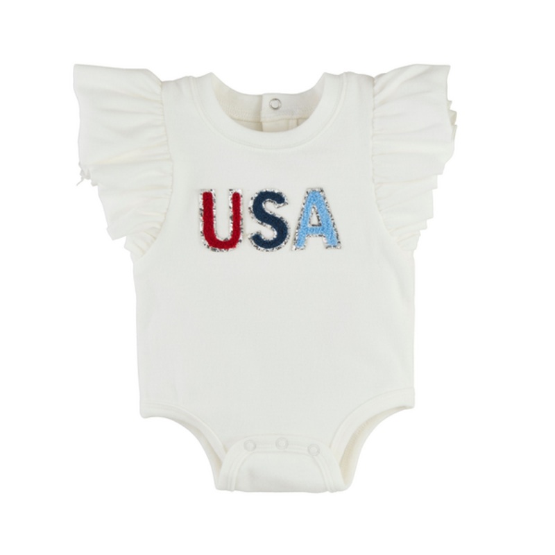 Mud Pie USA Ruffled Baby Bodysuit