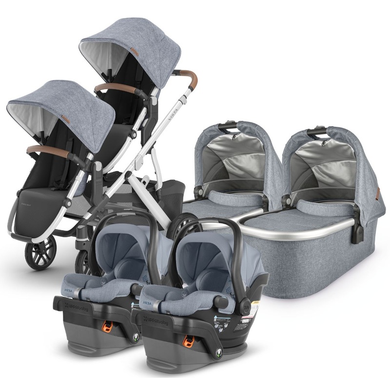 UPPAbaby VISTA V2 Twin Double Stroller + MESA V2 Travel System Bundle with Rumble Seat V2+ – Gregory