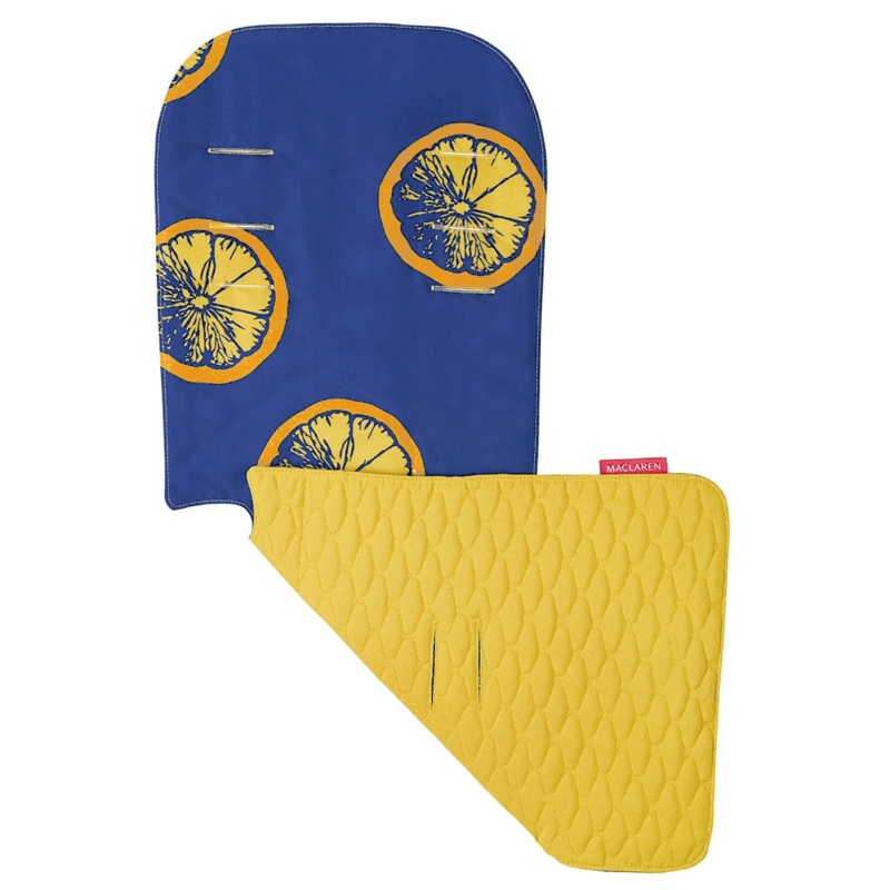 Maclaren Reversible Seat Liner in Fruit Slices Estate Blue/Spectra Yellow
