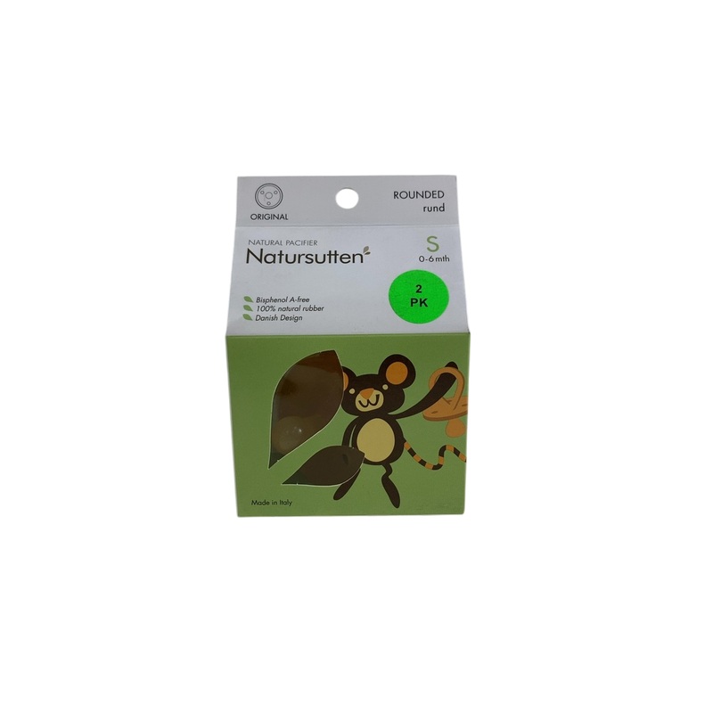Natursutten  Natural Rubber Original Pacifier 2 Pack, Round, Small (0-6mo)