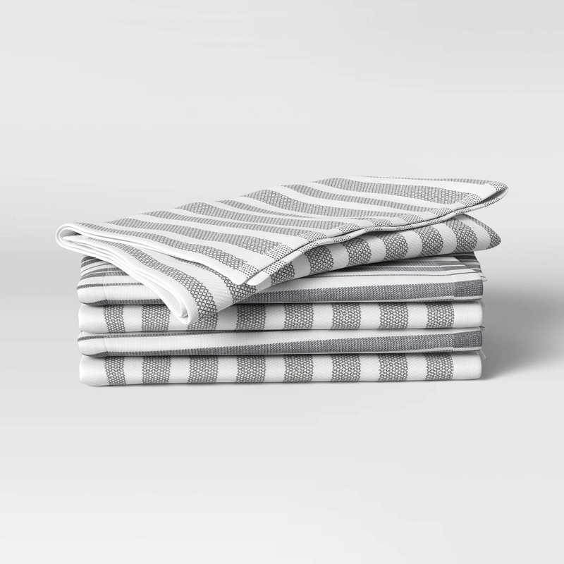 5pk Cotton Assorted Kitchen Towels – Gray