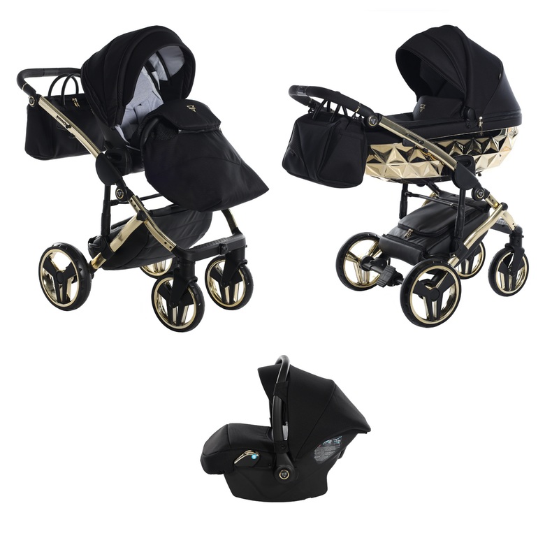 JUNAMA FLUO INDIVIDUAL MIRROR BLACK GOLD – 3IN1 (INCLUDES CAR SEAT)