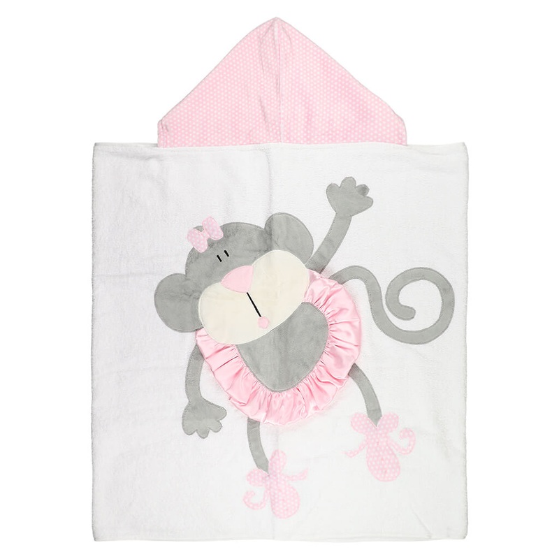 Big Towel White Pink Sprinkle Ballerina Monkey
