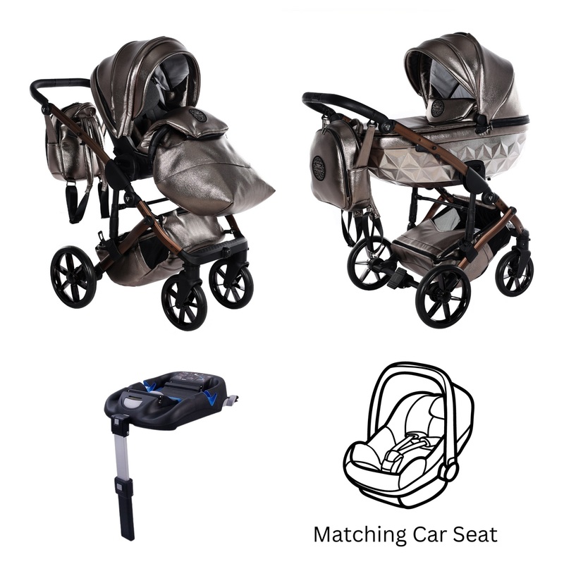 JUNAMA HANDCRAFT GLOSSY BROWN METALLIC – 4IN1 (INCLUDES CAR SEAT & ISOFIX BASE)
