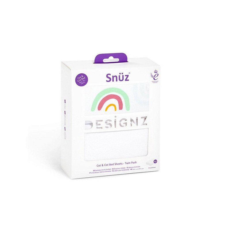 Snuz Cot & Cot Bed Fitted Sheets – Colour Rainbow – 2 Pack