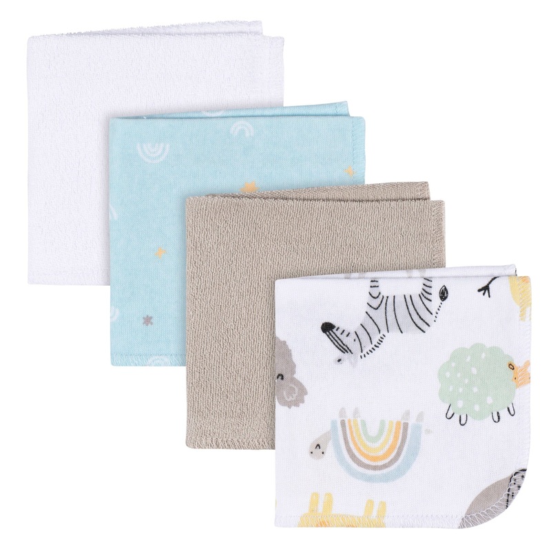 4-Pack Baby Neutral Little Animals Terry Washcloths