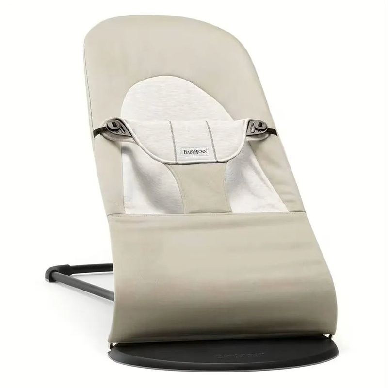 Bouncer Balance Soft – Beige/Grey, Cotton/Jersey, Black Frame