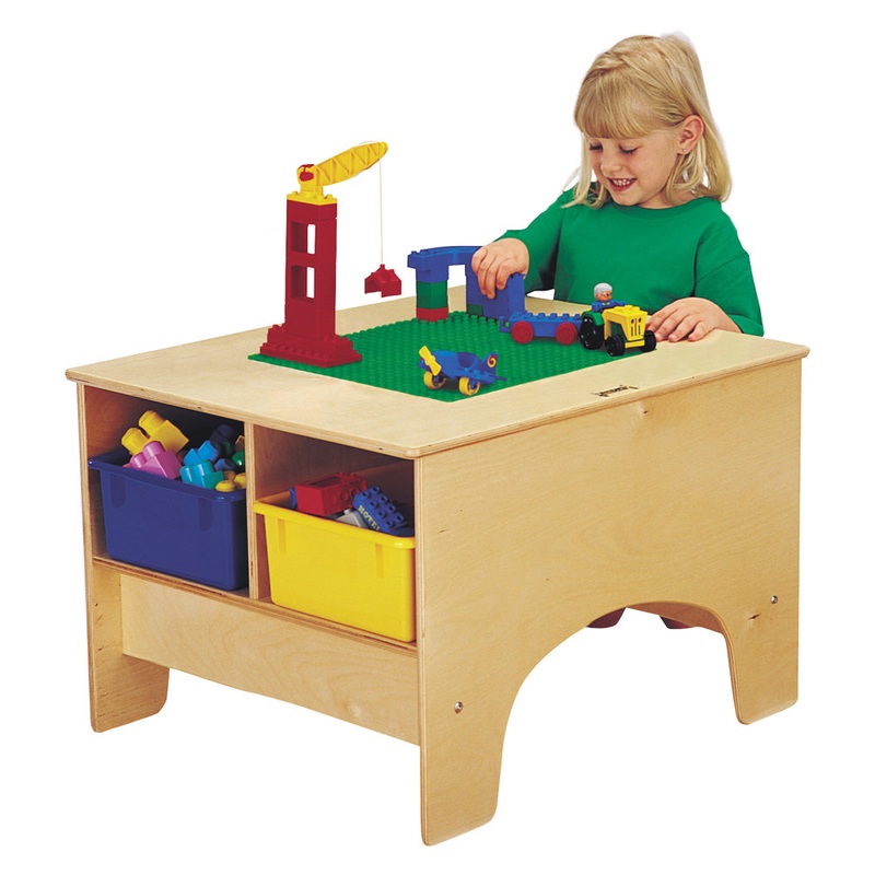 Jonti-Craft KYDZ Building Table – Duplo Compatible – with Colored Tubs