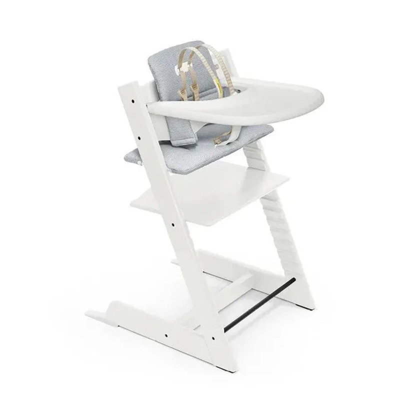 Tripp Trapp High Chair Complete – White With Nordic Blue Cushion