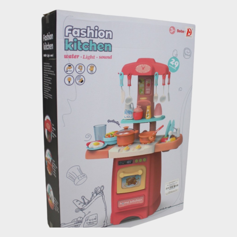 Beibe Good Kitchen with Cooking Set  29-Piece Pretend Play Kitchen for Kids