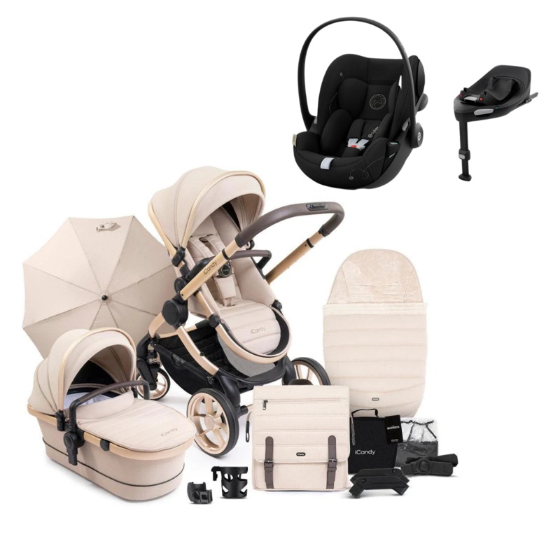 iCandy Peach 7 + Cybex Cloud G with Rotating Base Travel System Bundle- Biscotti