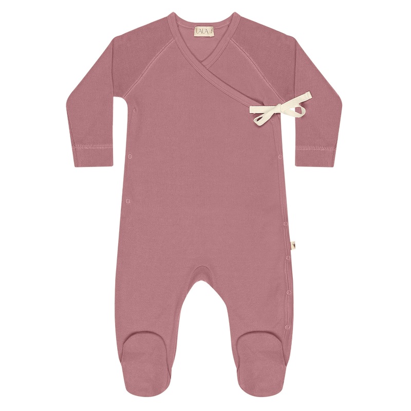 Kimono Footie with Bow- Hibisco