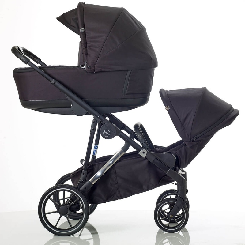Mee-Go Uno+ 2-in-1 Tandem Pushchair & Accessories – Black/Chrome