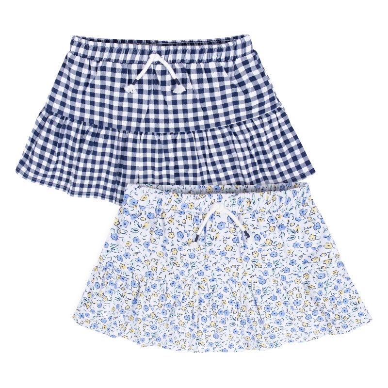 2-Pack Infant Girls Blue Floral Skorts