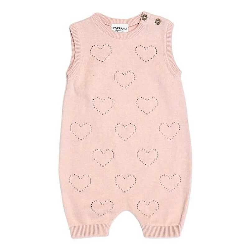 Hearts Pointelle Knit Romper