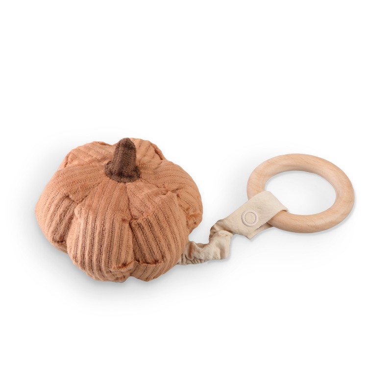 Little Lamb Kind Pumpkin Handheld Baby Rattle with Pacifier Holder