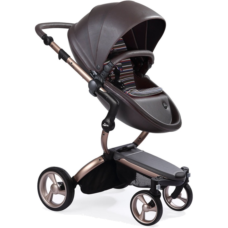 Mima 2019 Xari Complete Stroller, Rose Gold – Chocolate Brown / Autumn Stripes
