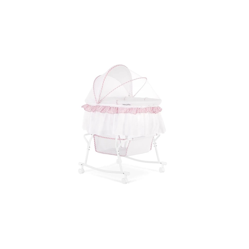 Portable 2-in-1 Bassinet & Cradle, Pink/White (See Description)