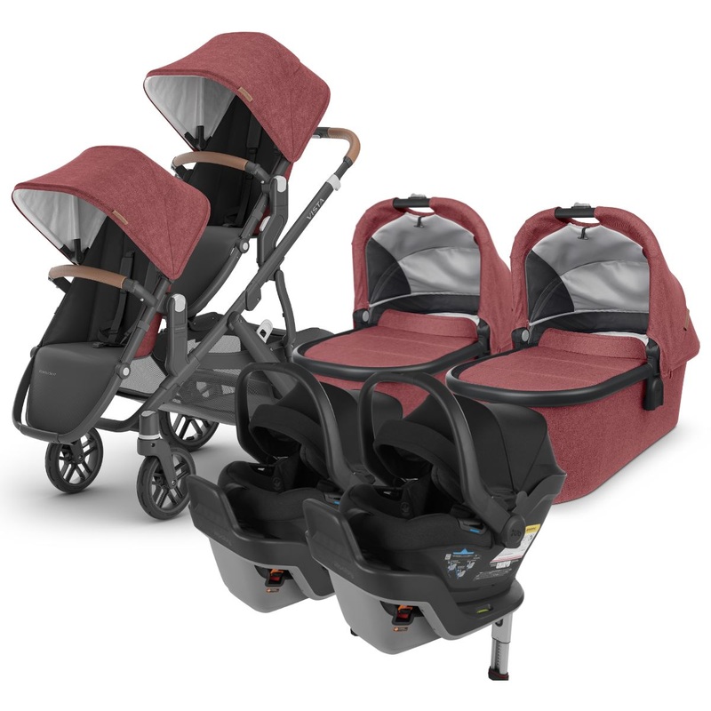 UPPAbaby VISTA V2 Twin Double Stroller + MESA MAX Travel System Bundle with Rumble Seat V2+ – Lucy / Jake