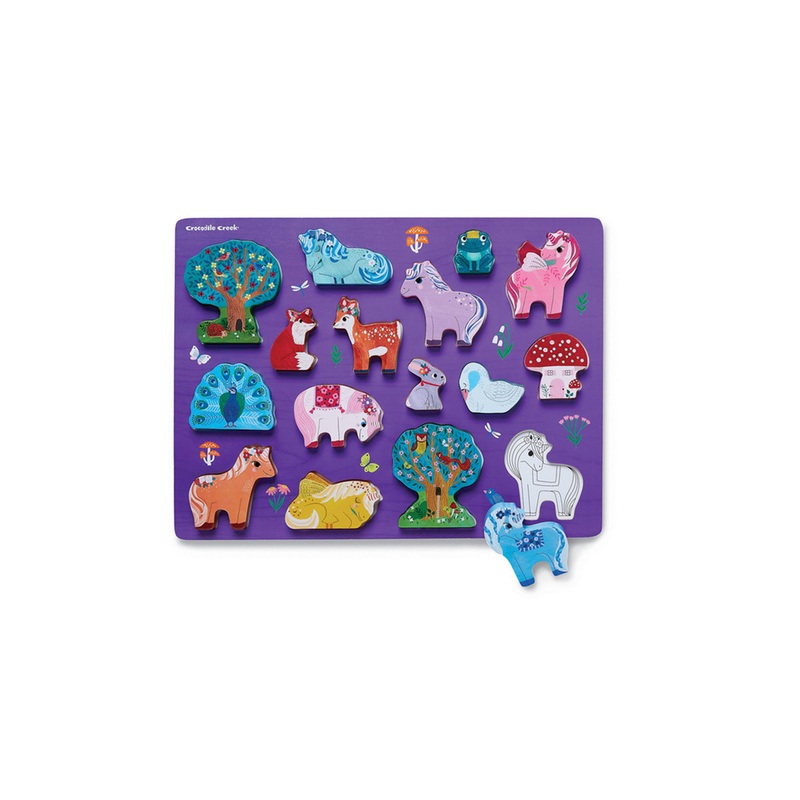 Crocodile Creek Let’s Play: Unicorn Garden 16 Piece Wood Puzzle
