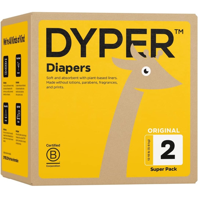 DYPER Bamboo Diaper Box, 2, 12-18 lbs, 192 count