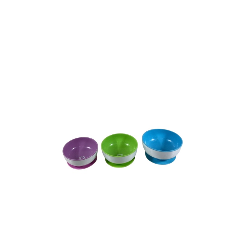 Munchkin Stay Put Suction Bowls 3 Pack, Purple/blue/green