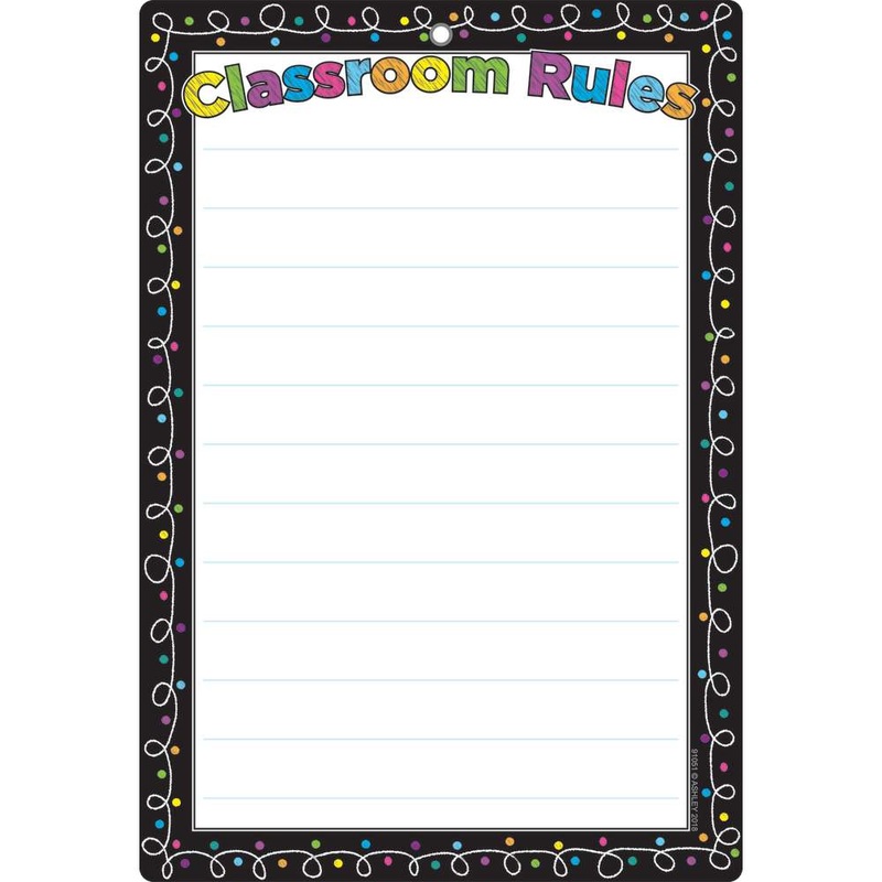 Smart Poly Chart 13″X19″, Chalk Dots With Loops Classroom Rules *Grommett