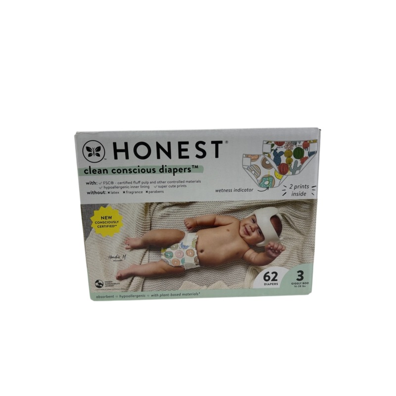 Honest Company Clean Conscious Diapers Pack, 62 Pack, Size 3