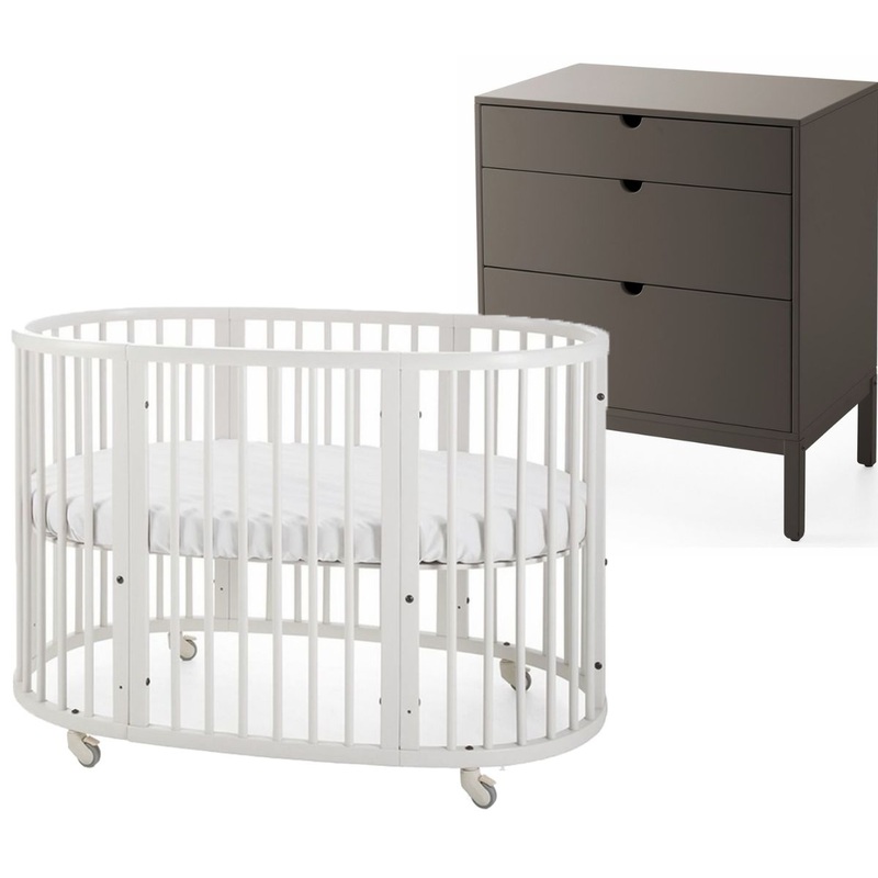 Stokke Sleepi Crib + Home Dresser Bundle – White / Hazy Grey
