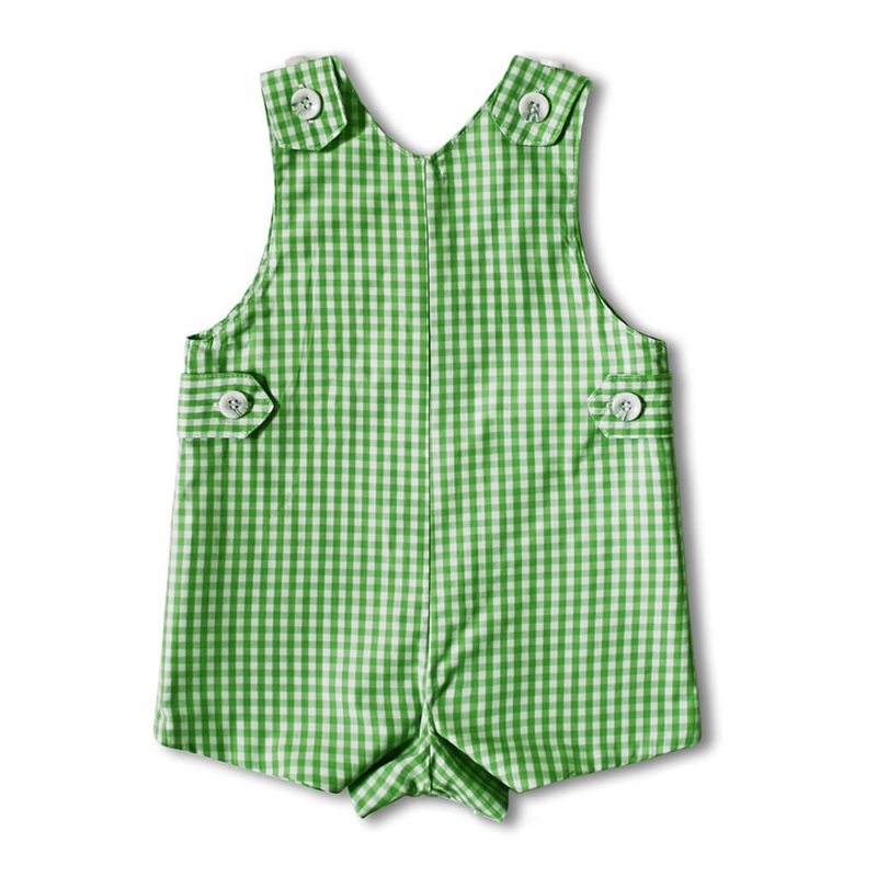 Gingham Alligator Romper Green