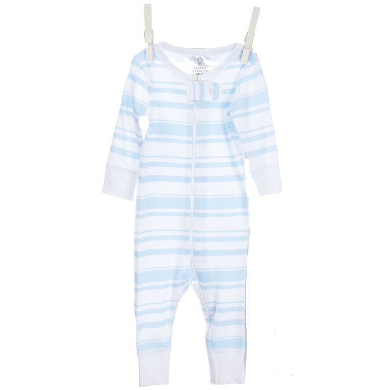 Little Giraffe Cotton Candy Stripe Romper in Blue – 0 to 6 Months