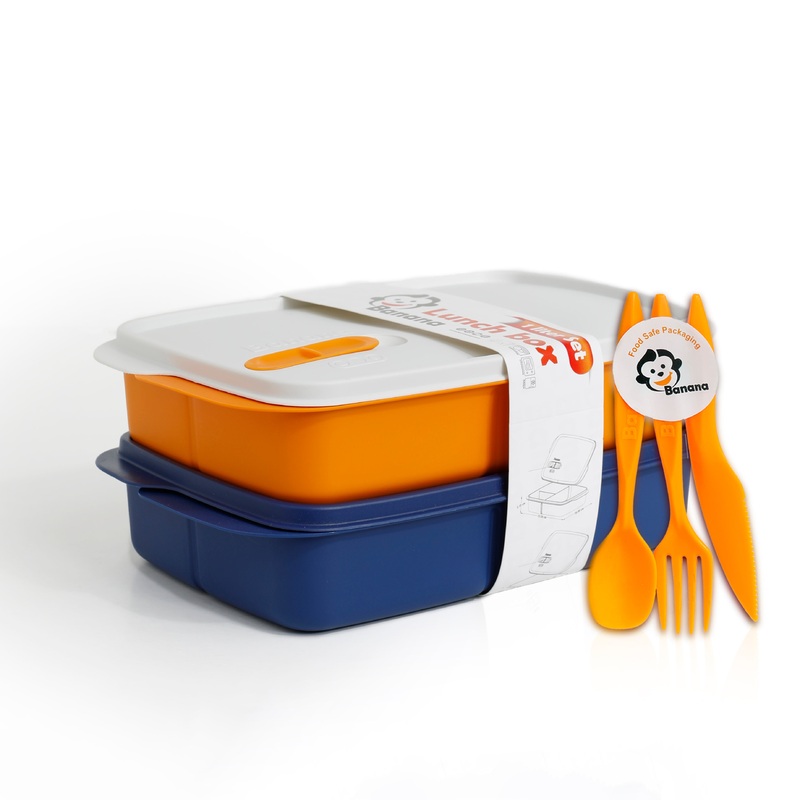Plastic Lunch Box Set  Purple (2-Piece of 1L)
