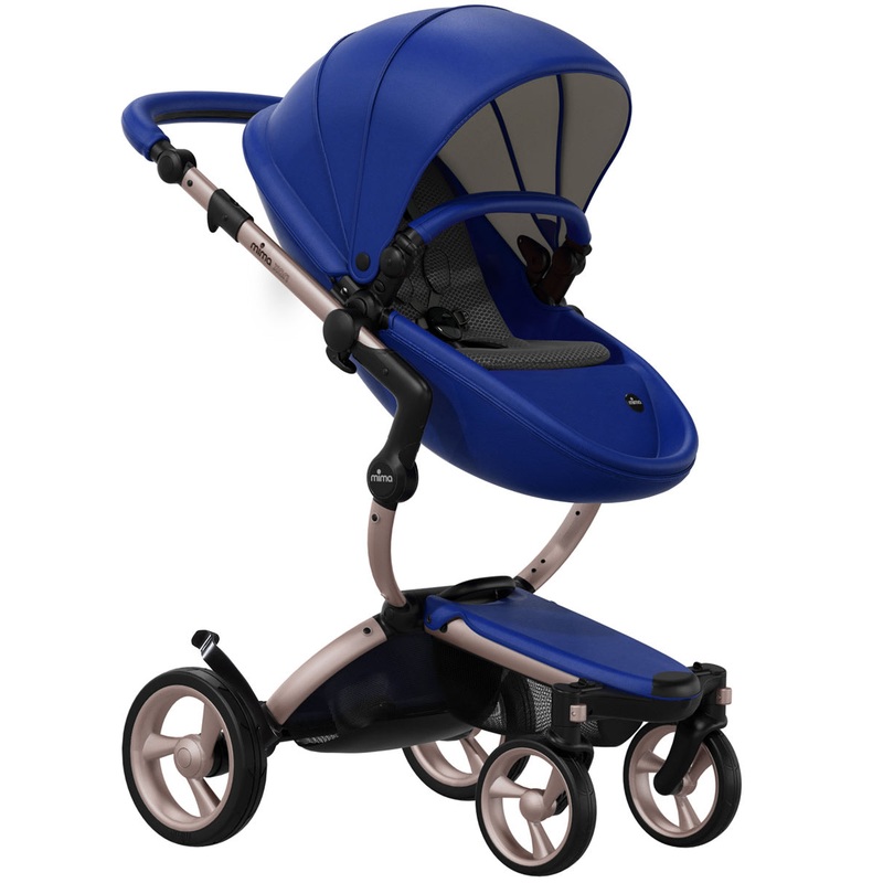 Mima 2019 Xari Complete Stroller, Rose Gold – Royal Blue / Black